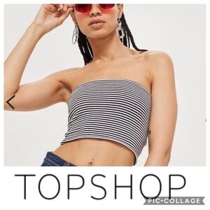 Topshop Black Striped Tube Top NWT Women’s Sz 10